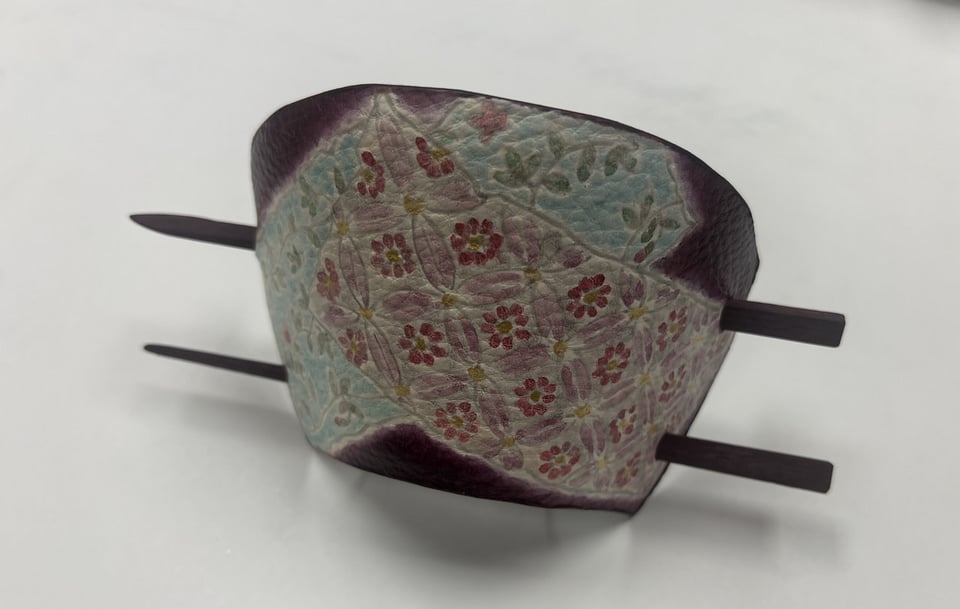 髪留め　レザークラフト教室　革工芸教室
