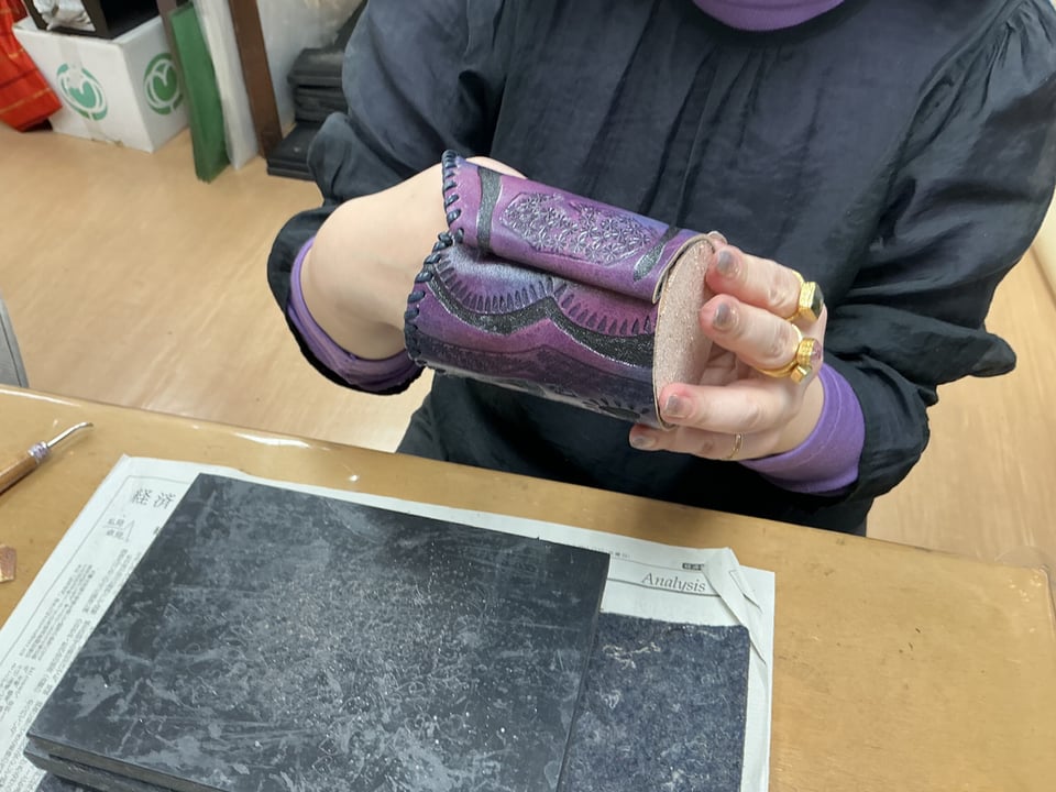 ペン立て　レザークラフト教室　革工芸教室