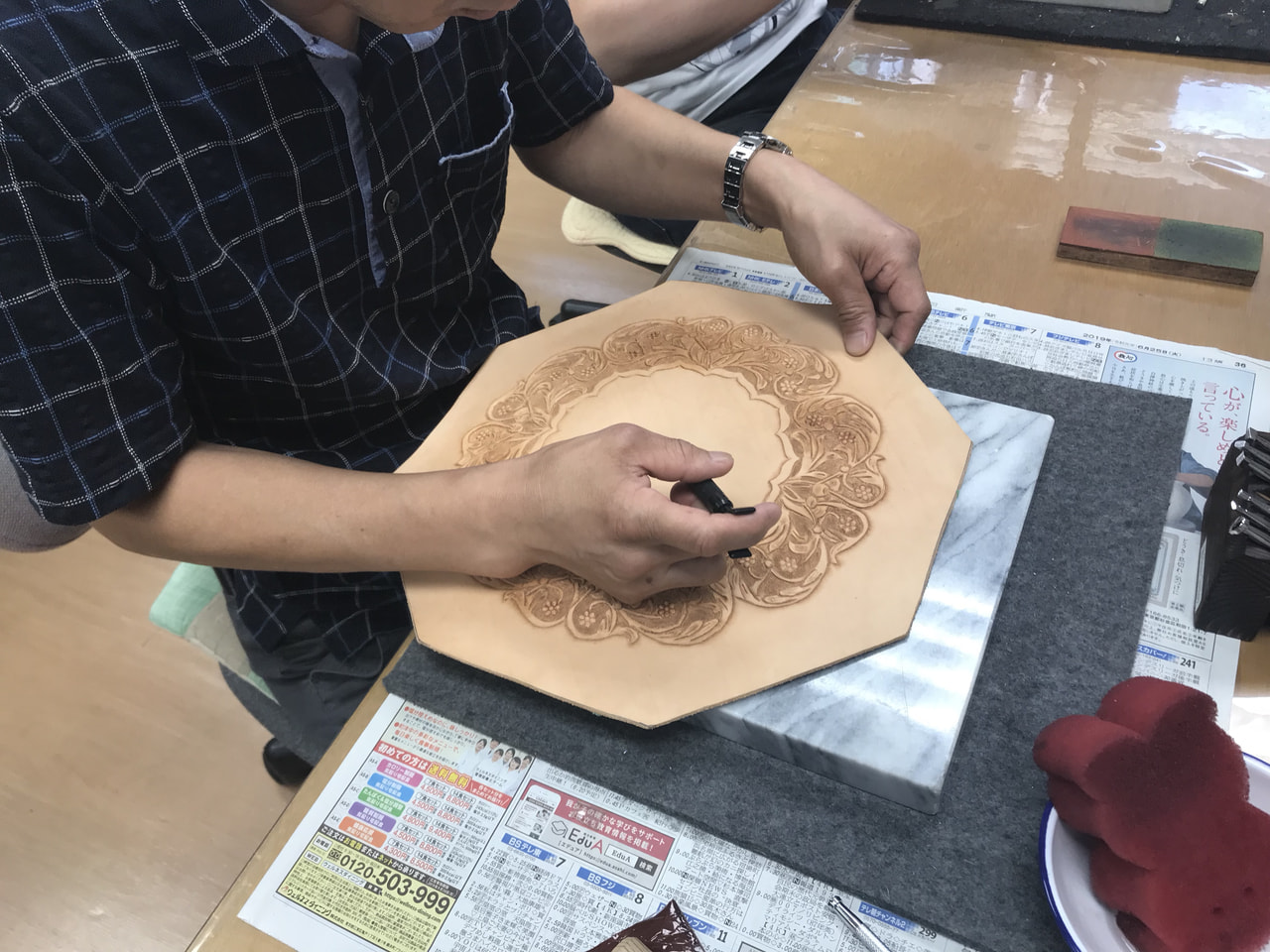 レザークラフト 教室　日曜クラス９月２回目