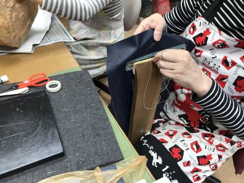 バッグ手縫い　レザークラフト教室　革工芸教室