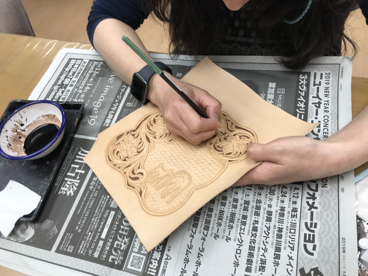 レザークラフト教室木曜クラス　４月２回目