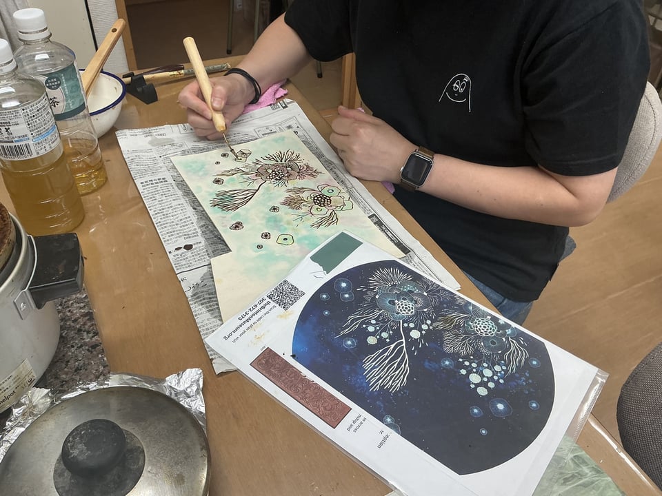 ろうけつ染　レザークラフト教室　革工芸教室