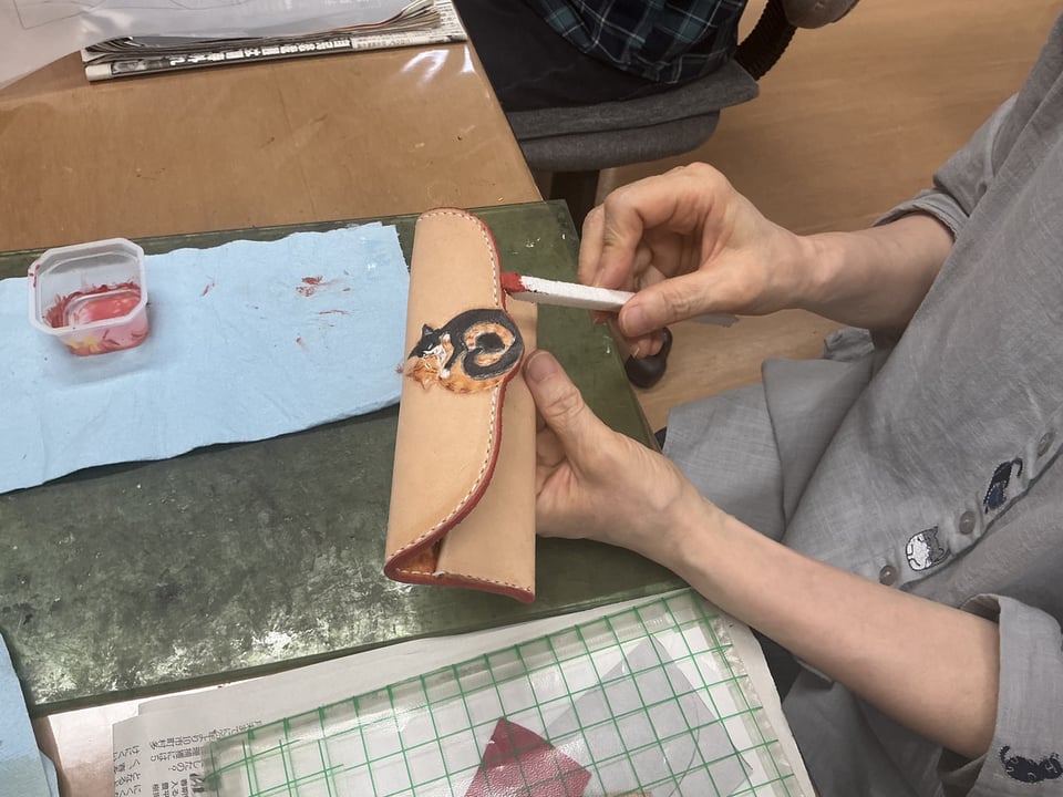 メガネケース　レザークラフト教室　革工芸教室