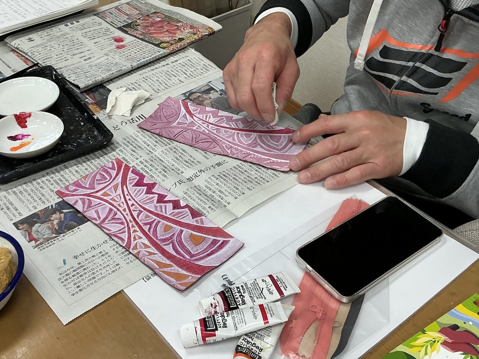 カービング染色　レザークラフト教室　革工芸教室