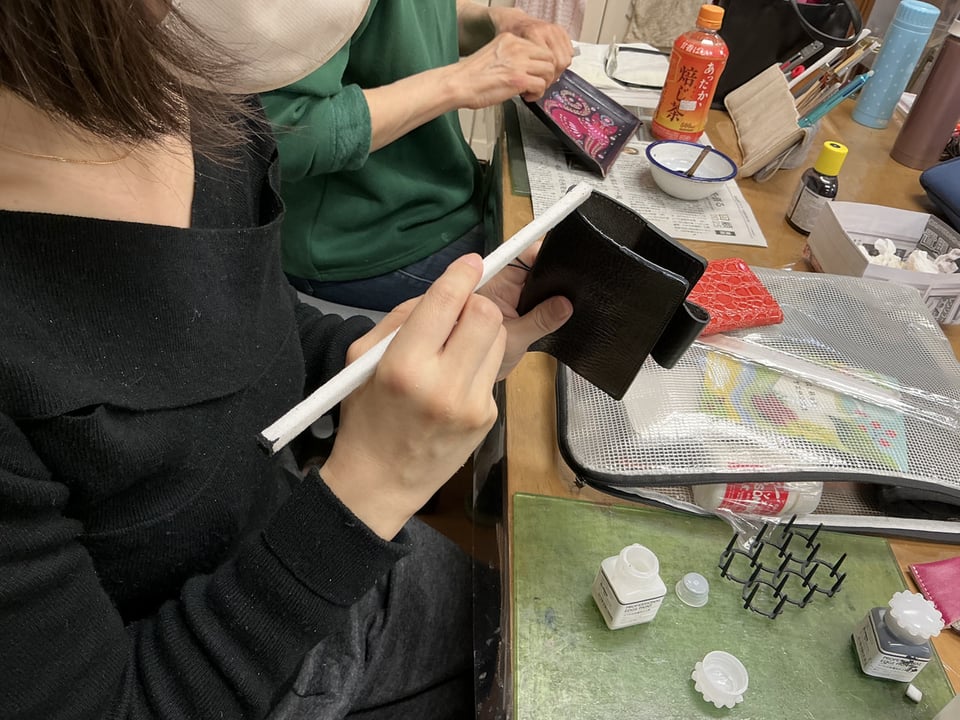 メモカバー　レザークラフト教室　革工芸教室