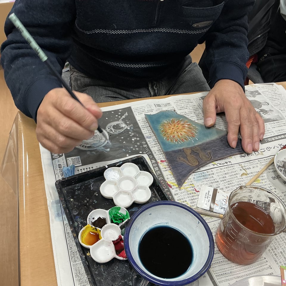 カービング染色　レザークラフト教室　革工芸教室