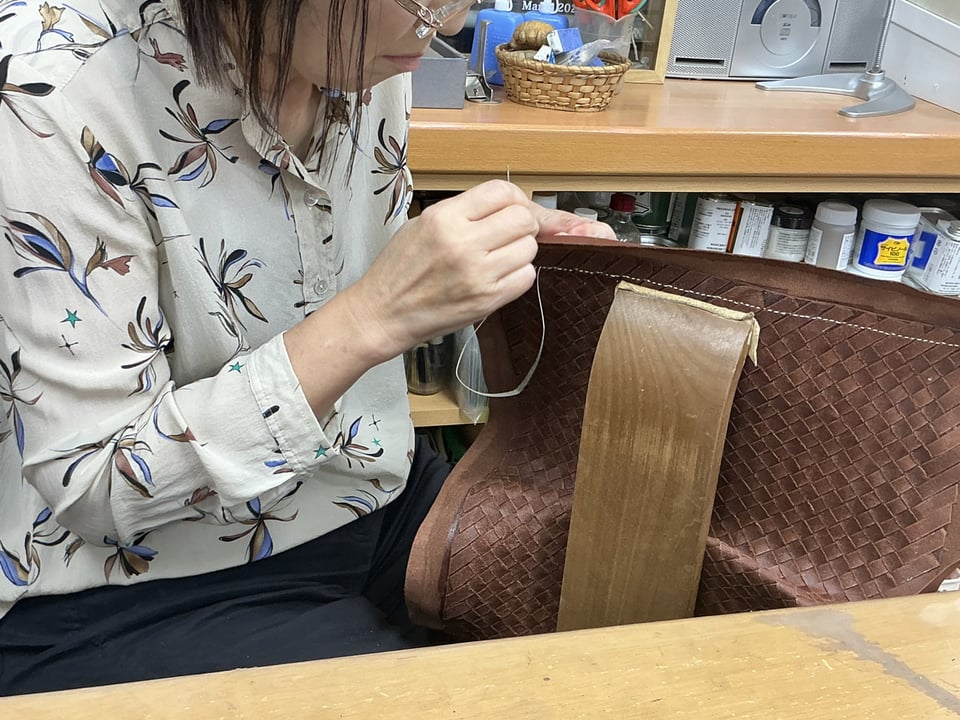 メッシュ仕立て　レザークラフト教室　革工芸教室