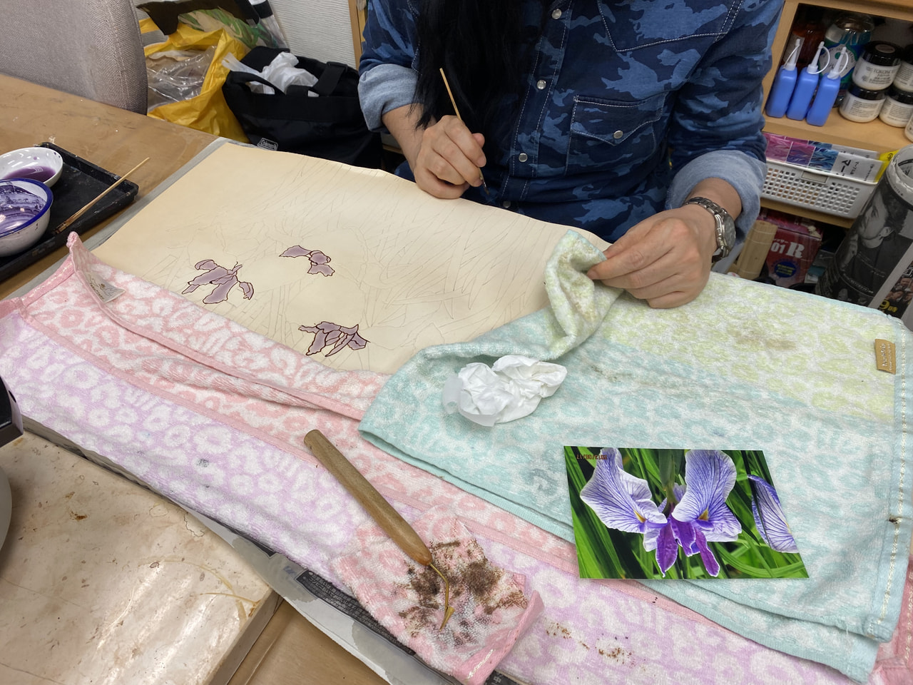 レザークラフト教室　ろうけつ染め　木曜クラス