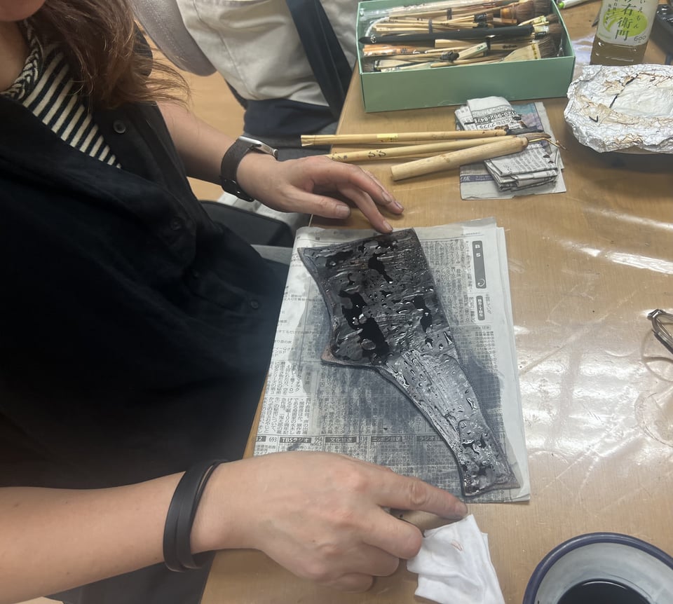 逆ヒビろうけつ染　レザークラフト教室　革工芸教室