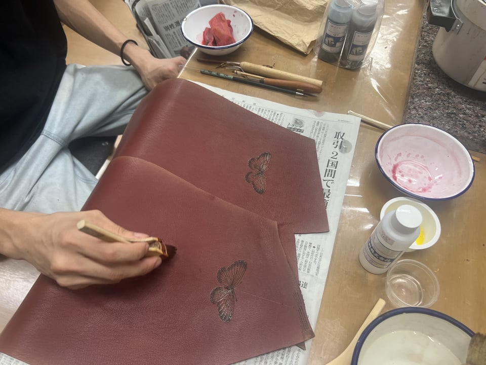 草木ろうけつ染　レザークラフト教室　革工芸教室