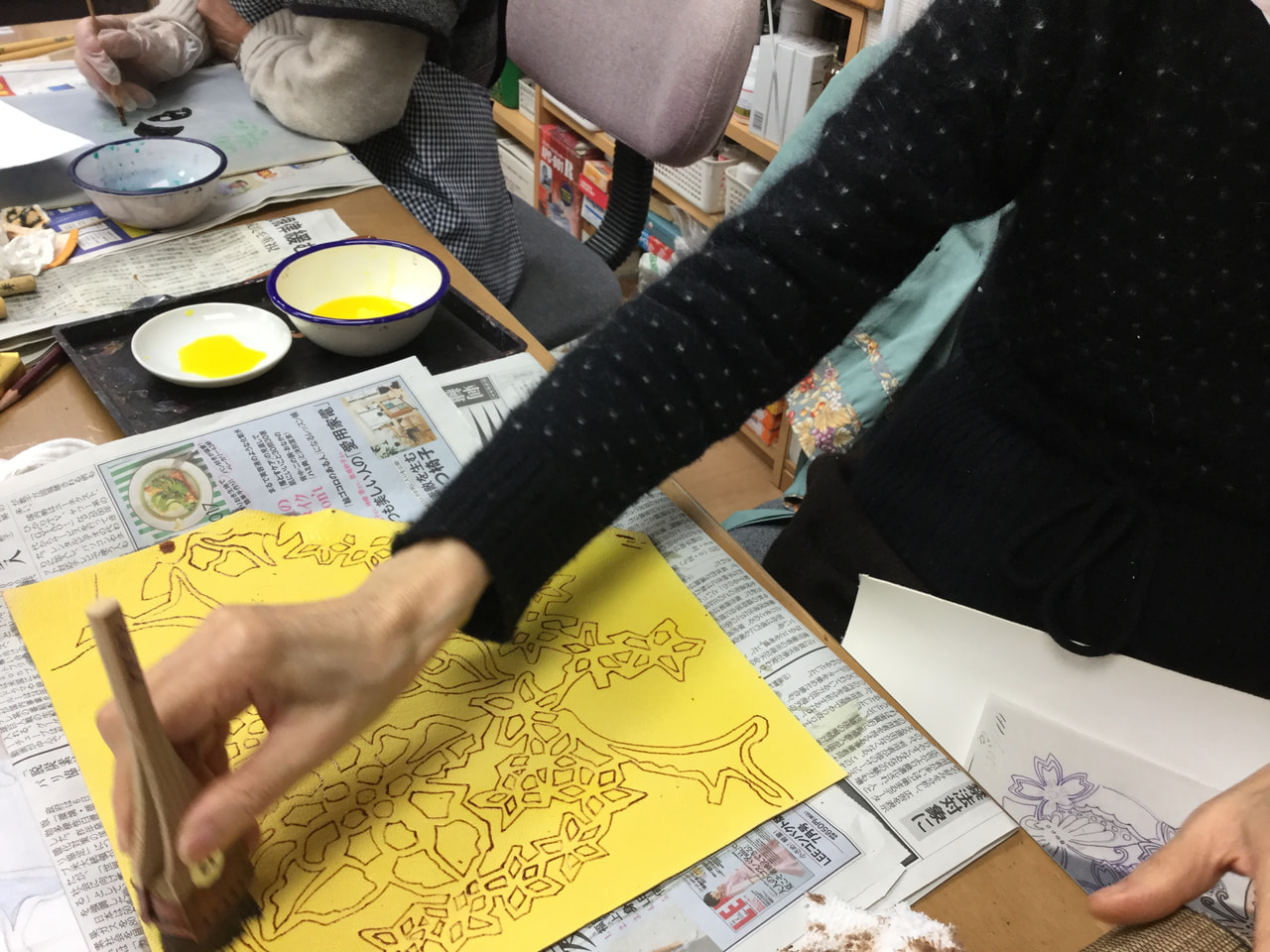 レザークラフト教室　ろうけつ染クラス