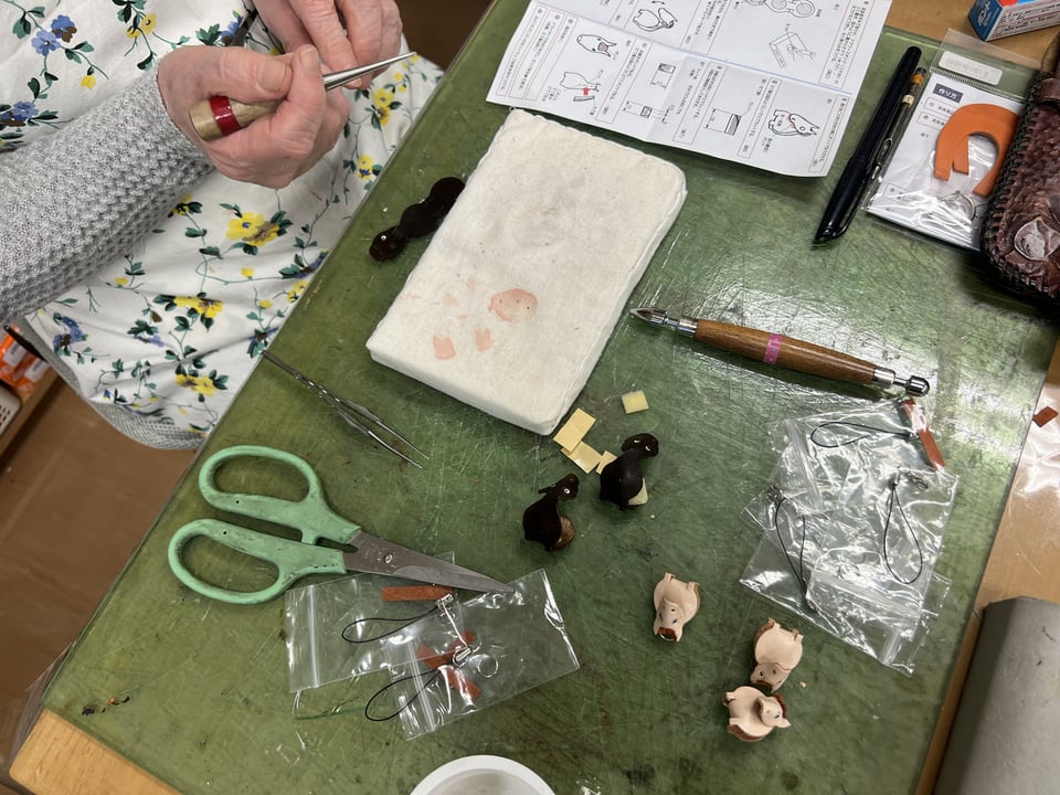 革干支ストラップ　レザークラフト教室　革工芸教室