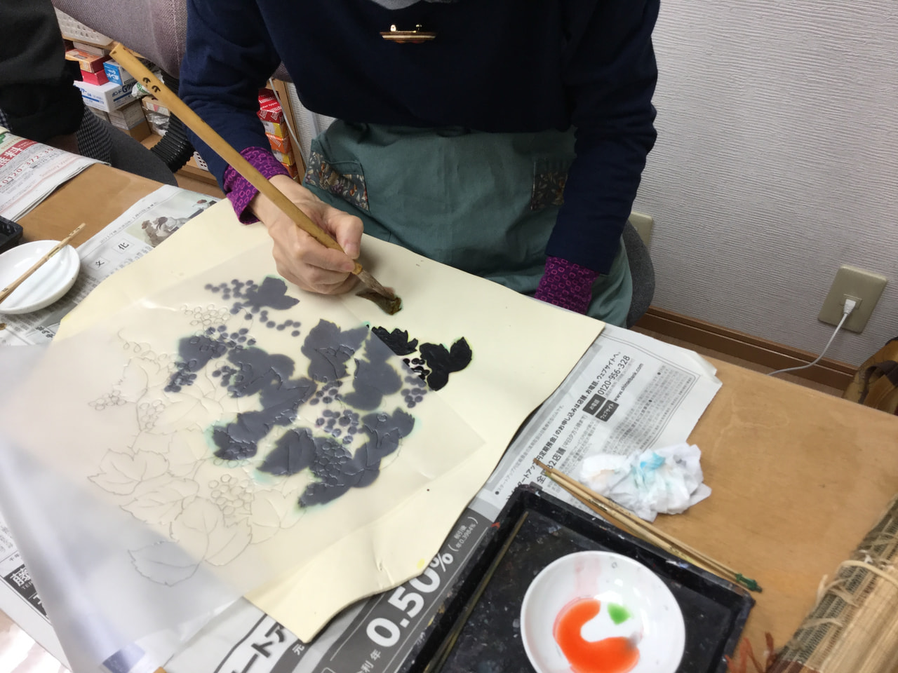 レザークラフト 教室　ろうけつ染クラス