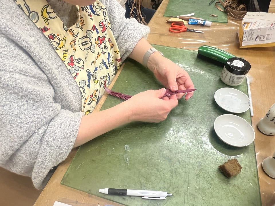 マジック５本編み　レザークラフト教室　革工芸教室