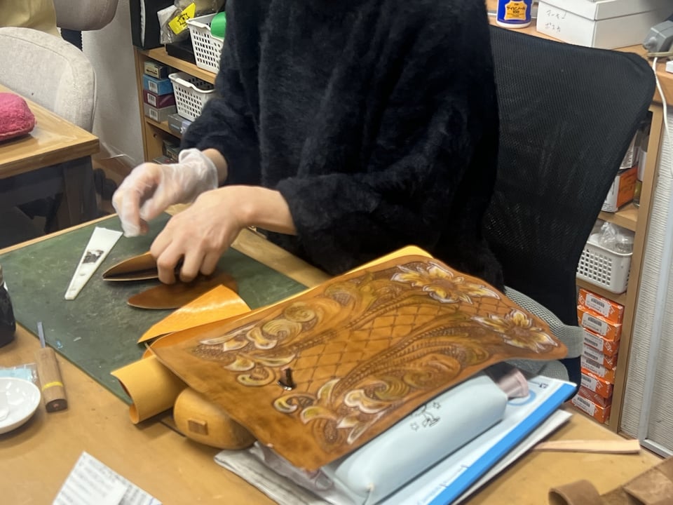 セカンドバッグ　レザークラフト教室　革工芸教室