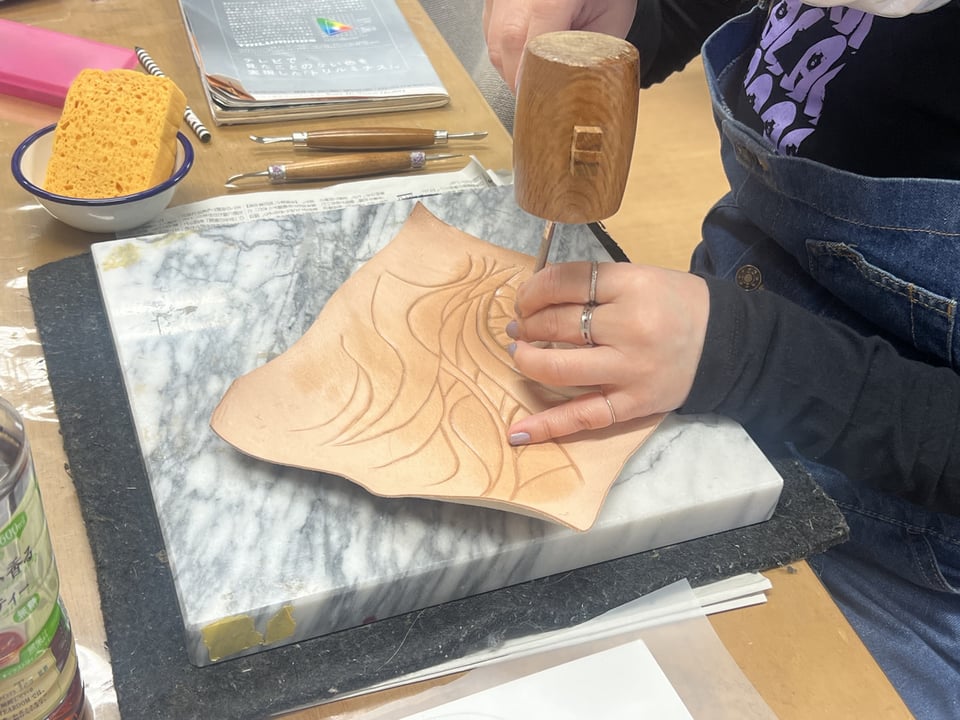 メガネケース　レザークラフト教室　革工芸教室