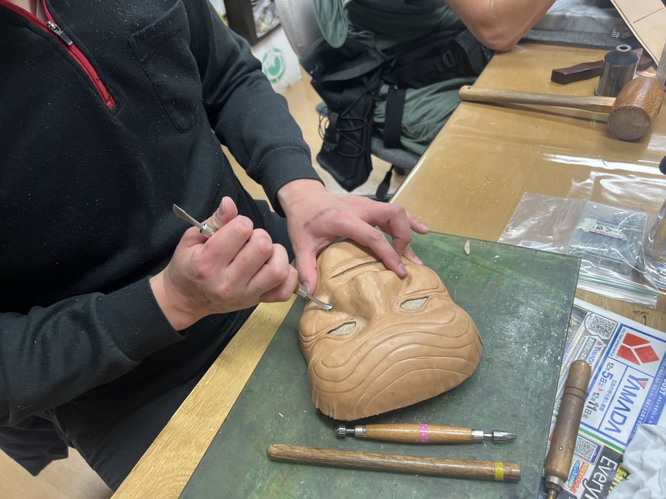 革能面　レザークラフト教室　革工芸教室