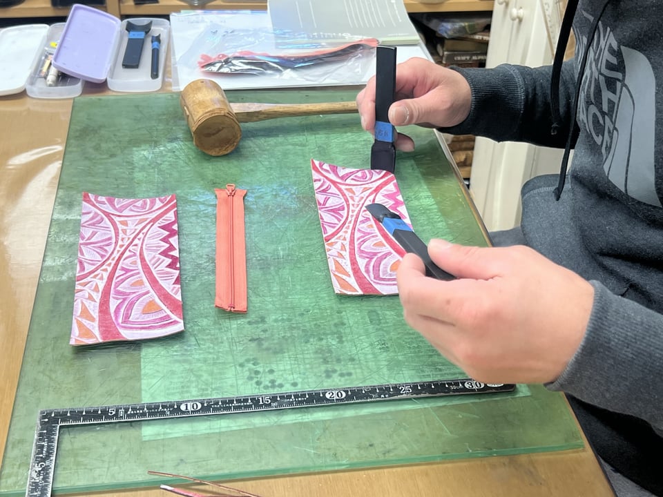 ペンケース　レザークラフト教室　革工芸教室