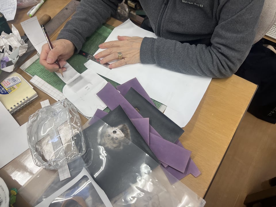 ポーチ仕立て　レザークラフト教室　革工芸教室