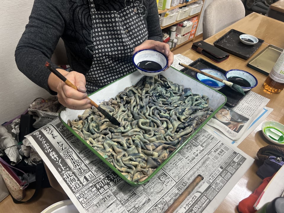 箱叢雲絞り　レザークラフト教室　革工芸教室