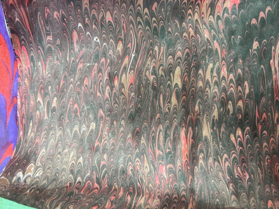 マーブル染め作品　レザークラフト教室　革工芸教室