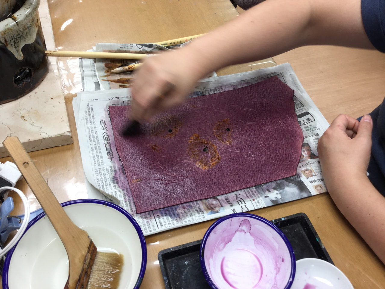 レザークラフト 教室 ろうけつ染クラス