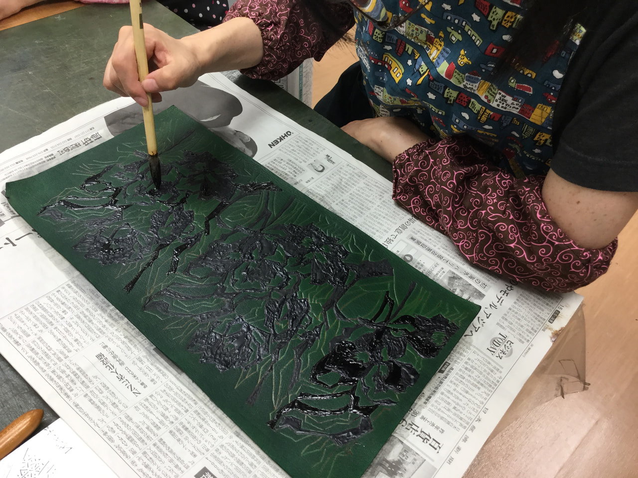 レザークラフト 教室　日曜クラス７月２回目