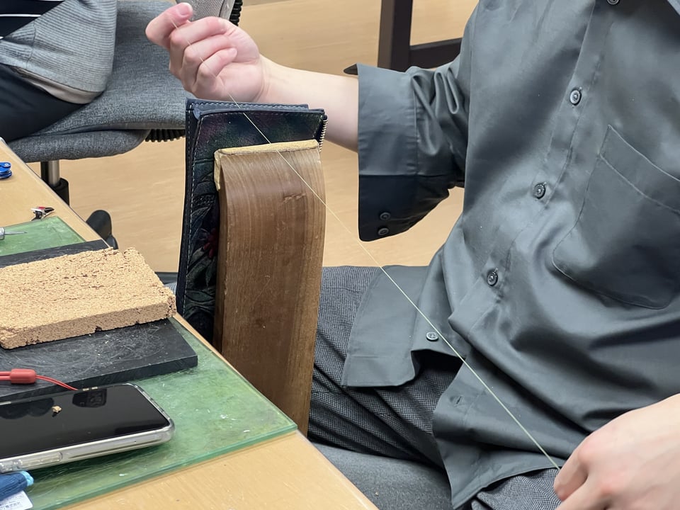 ポーチ手縫　レザークラフト教室　革工芸教室