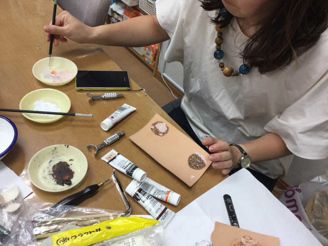 レザークラフト教室日曜クラス　８月３週目