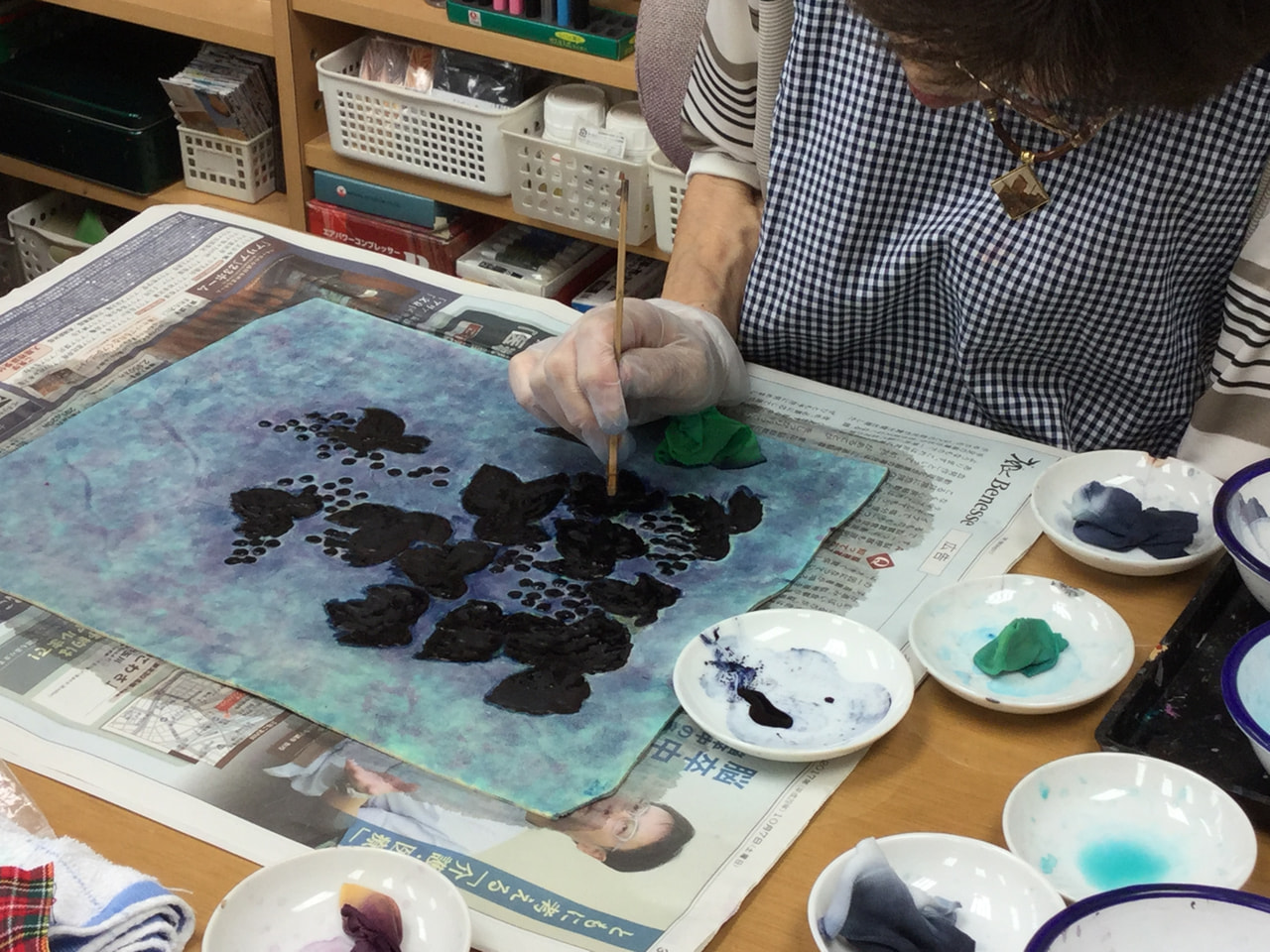 レザークラフト 教室 ろうけつ染金曜クラス