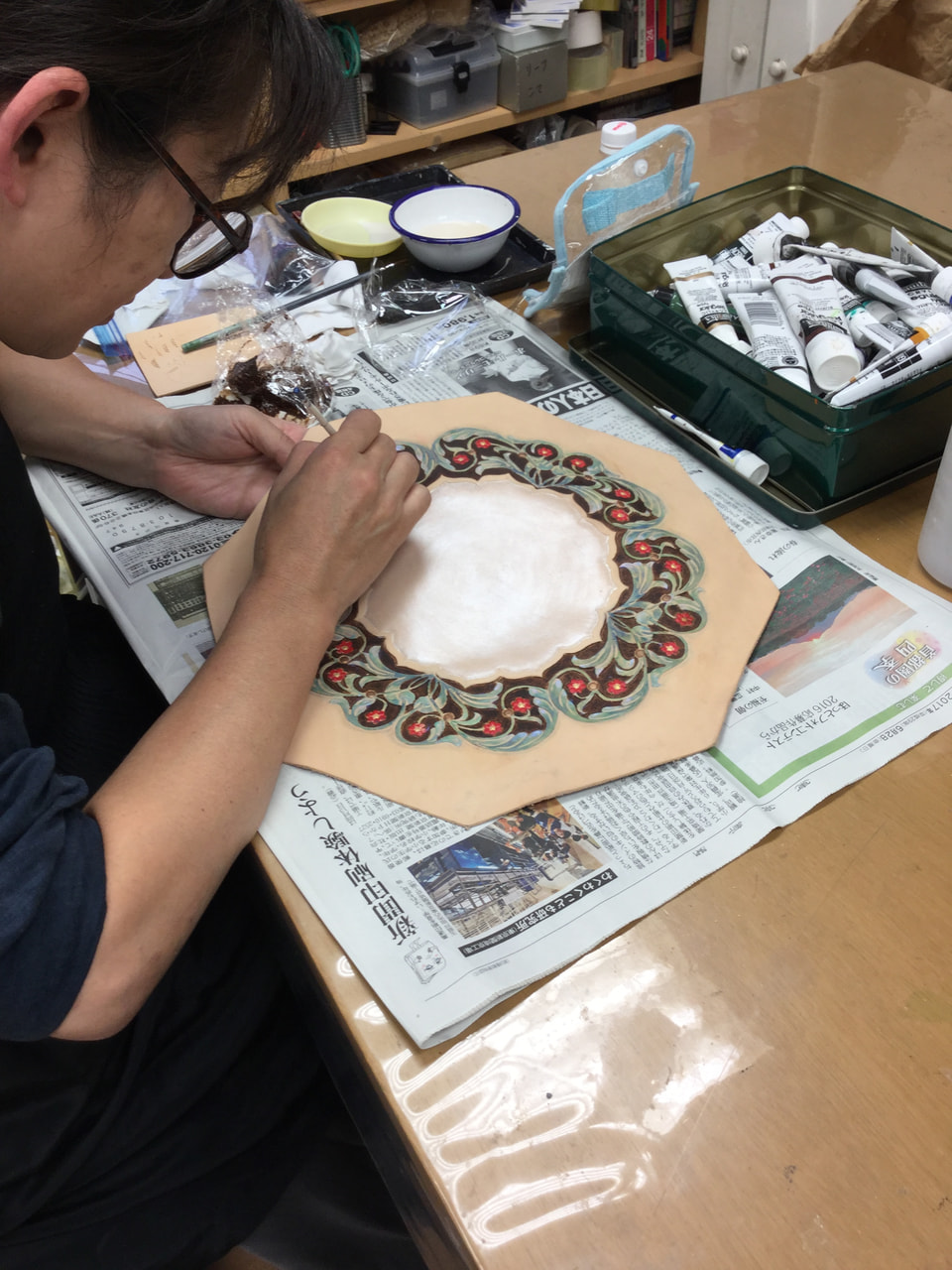 レザークラフト 教室　木曜クラス９月第２回目