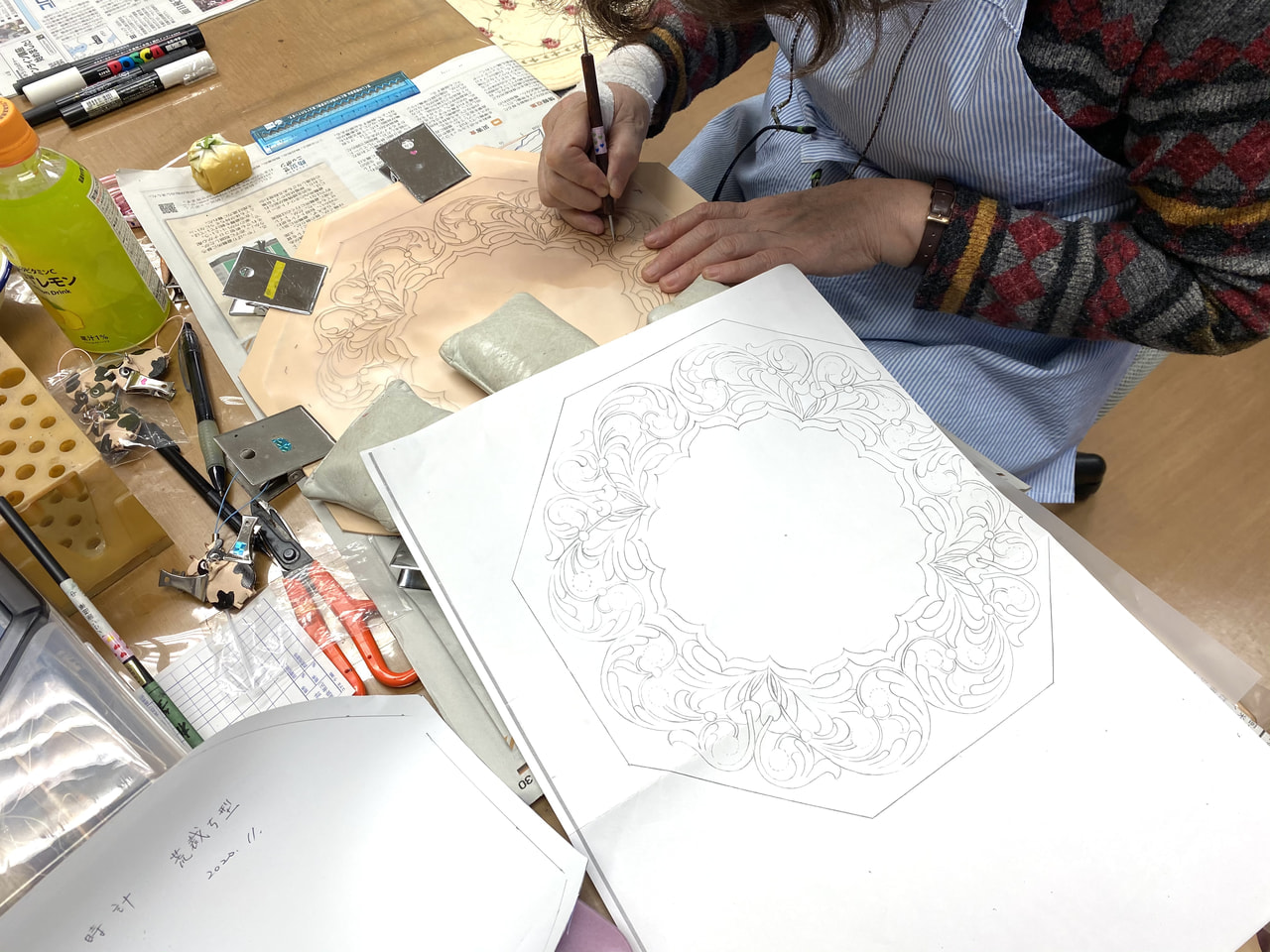 レザークラフト教室　月曜クラス11月2回目