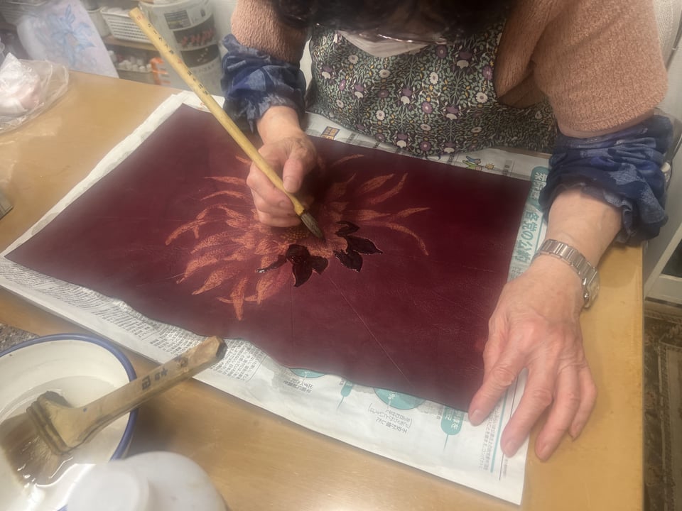 ろうけつ蝋かすり　レザークラフト教室　革工芸教室