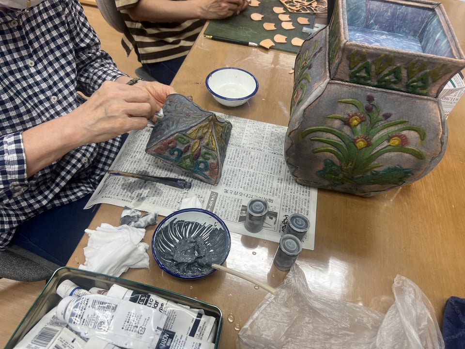 革立体造形着色　レザークラフト教室　革工芸教室