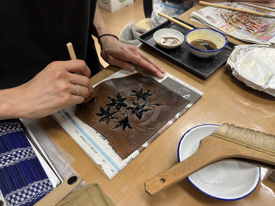 ろうけつ染蝋かすり　レザークラフト教室　革工芸教室