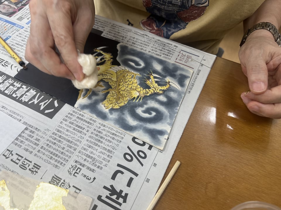 金箔貼り　レザークラフト教室　革工芸教室