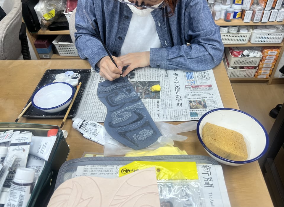 ペン立て　レザークラフト教室　革工芸教室