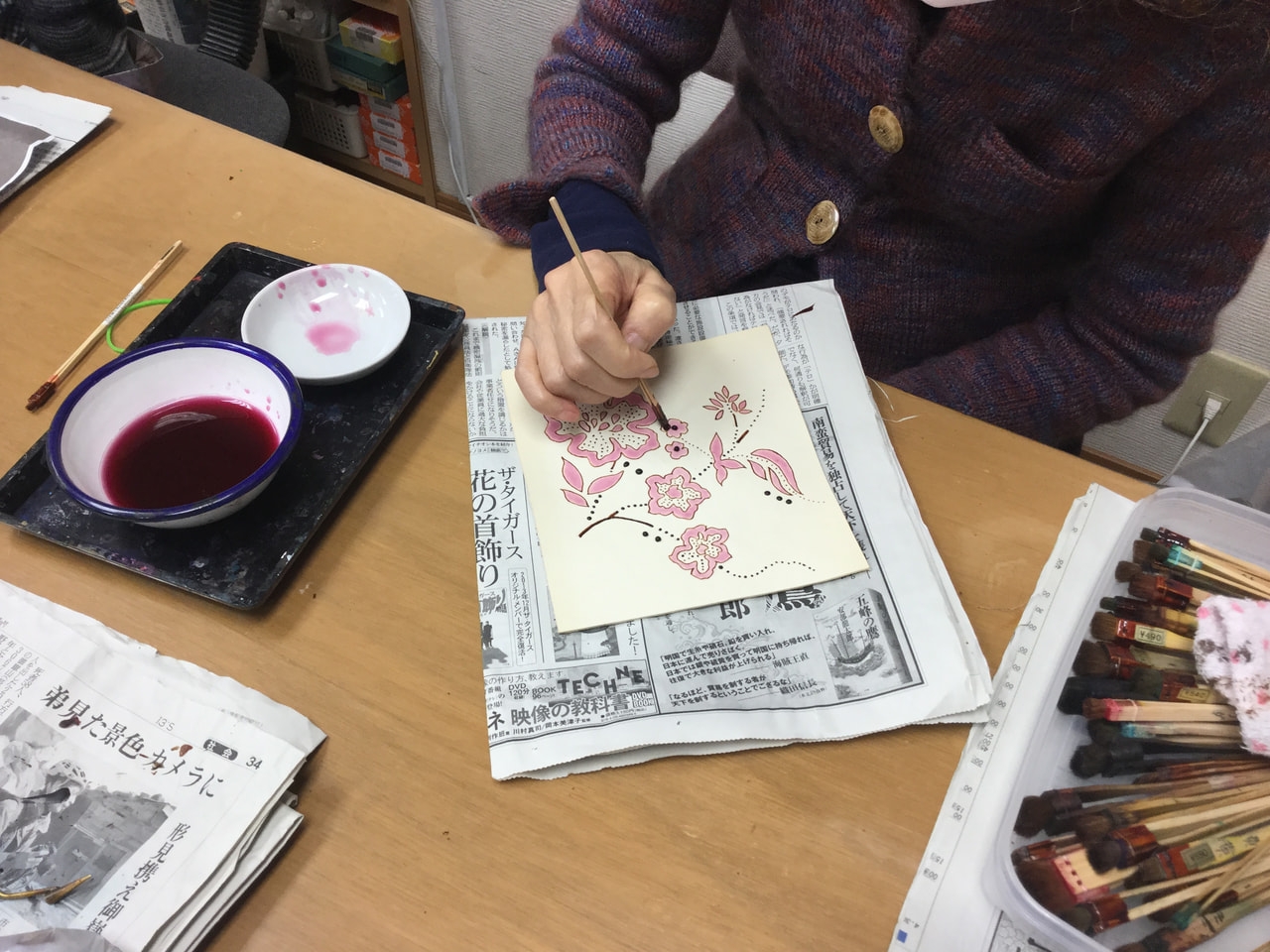 レザークラフト 教室　ろうけつ染金曜クラス