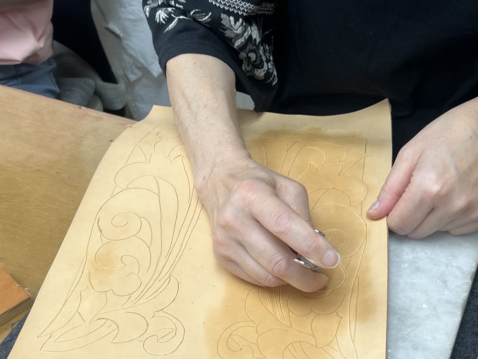 セカンドドバッグ　レザークラフト教室　革工芸教室