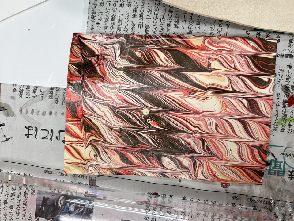 マーブル染め　レザークラフト教室　革工芸教室