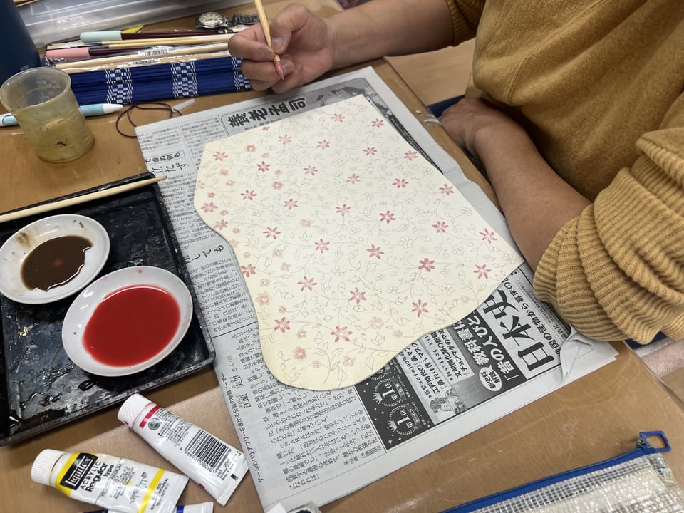 手描き更紗　レザークラフト教室　革工芸教室