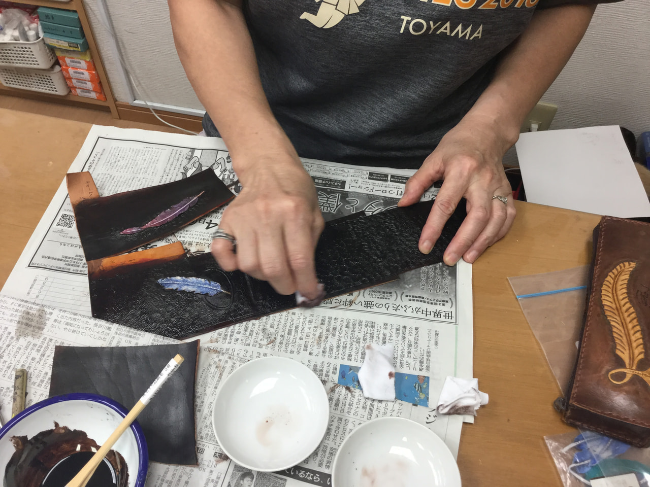 レザークラフト教室　、月曜クラス８月２回目
