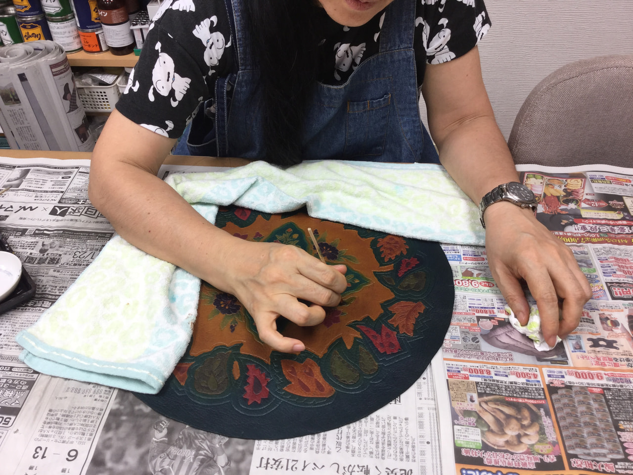 レザークラフト教室　９月ろうけつ染木曜クラス