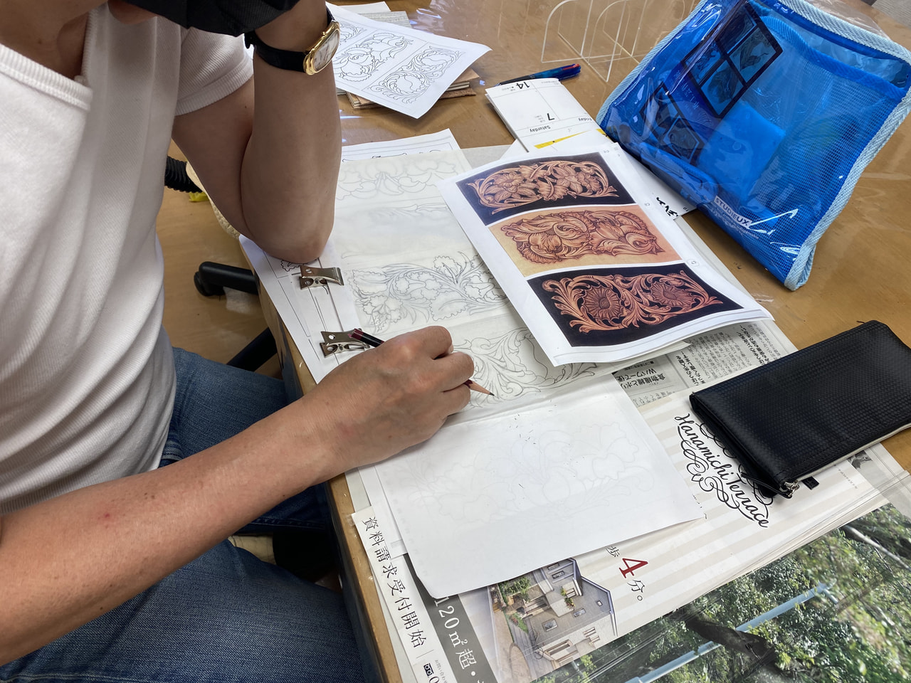 レザークラフト教室　日曜クラス１週目の振替授業