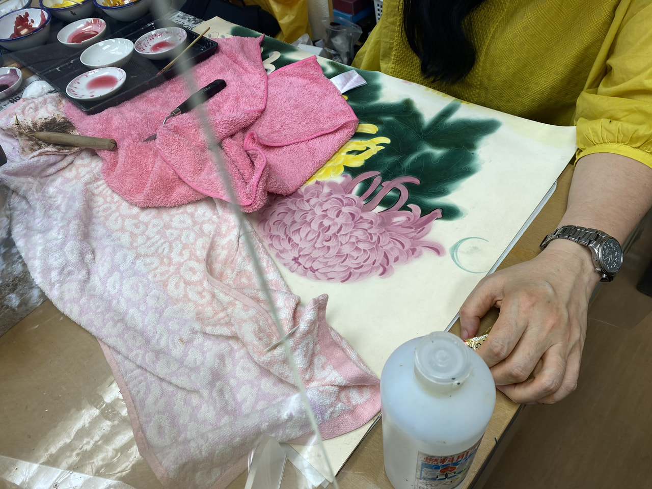 レザークラフト教室　ろうけつ染木曜クラス　6月