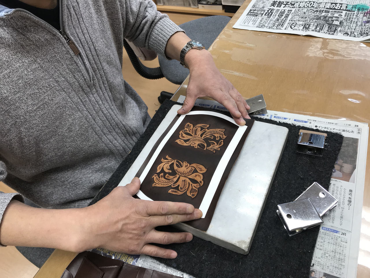 レザークラフト教室　日曜クラス４月２回目