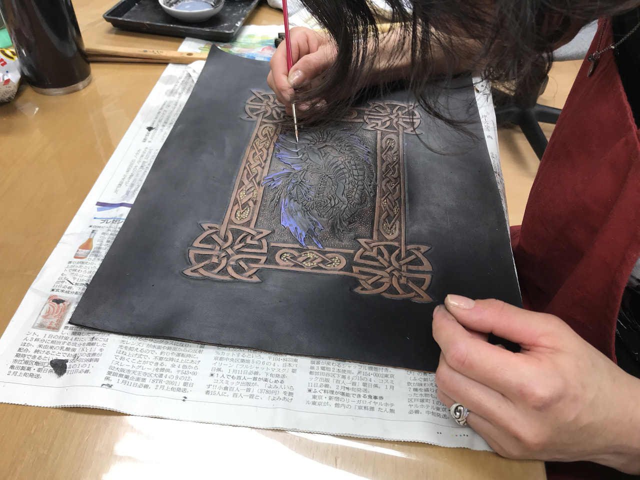 レザークラフト 教室　３月木曜２回目