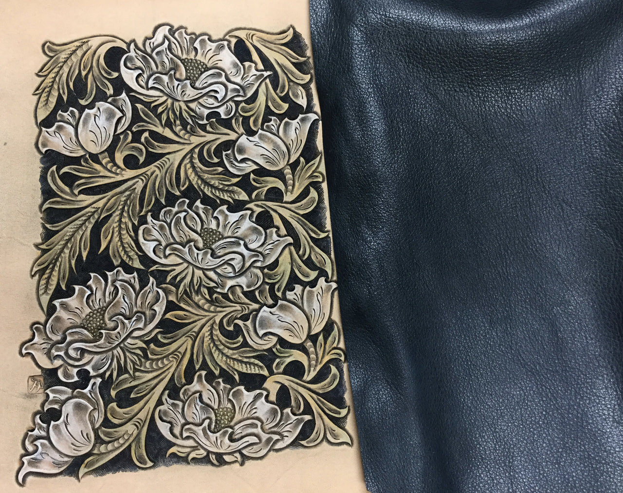 個展のための制作　バッグのカービング・染色