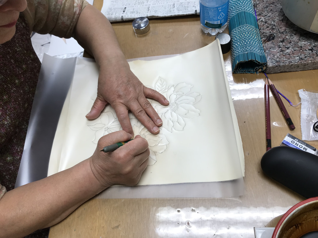 レザークラフト 教室　ろうけつ染金曜クラス