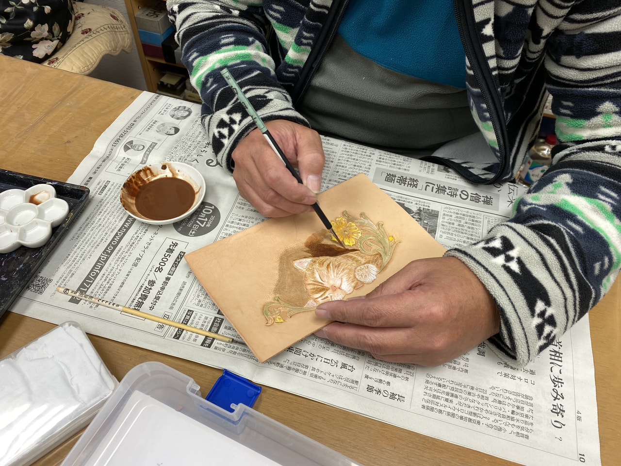 レザークラフト 教室　木曜クラス12月１回目